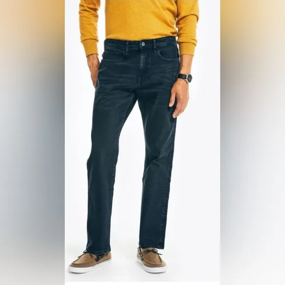 NAUTICA men relaxed fit stretch W34x32L medium dark wash denim jeans