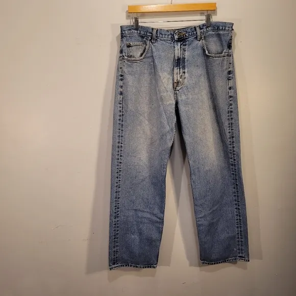 VTG Nautica Mens Med Wash Denim Jeans Size 36x32 Y2K 00s Large Patch FIRE SALE!!