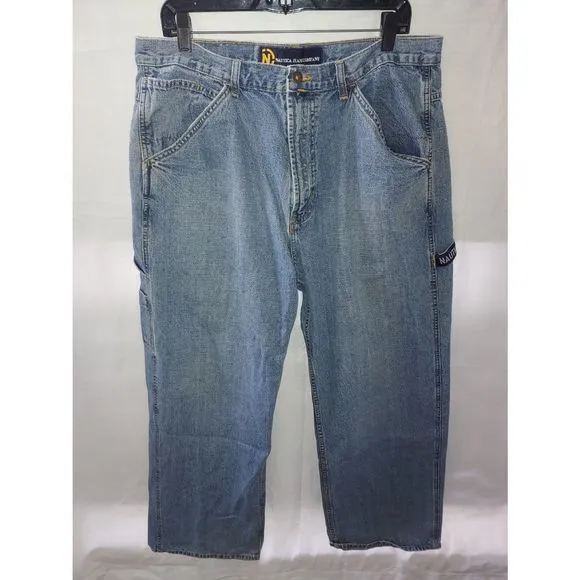 Nautica VINTAGE Men's Size 37x29 (Tag 36x30) Blue Denim Carpenter Jeans.
