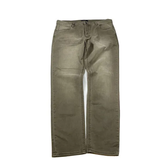Neuw Men's Brown Button Fly Lou Slim Fit Denim Jeans - 38x32