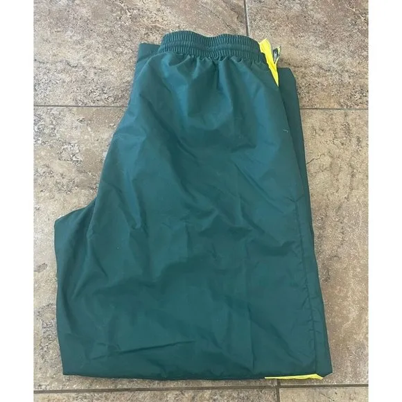 NIKE TEAM Mens Large Green Oregon Ducks Mesh Lined Nylon Windbreaker Track Pants