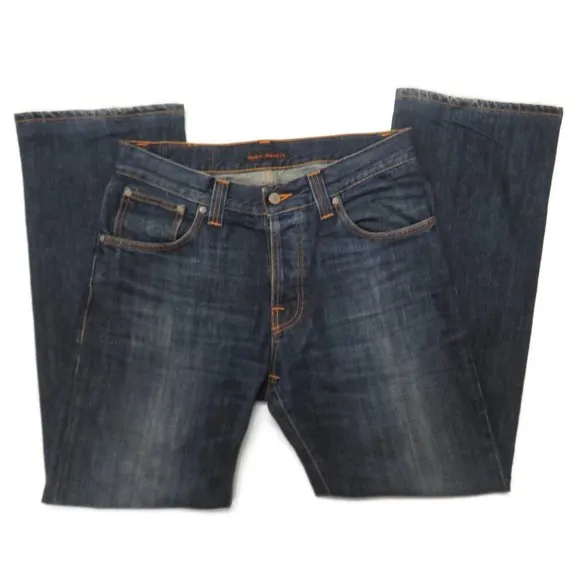 Nudie Alf Mens Blue Button Fly Jeans 31 x 34 Reg