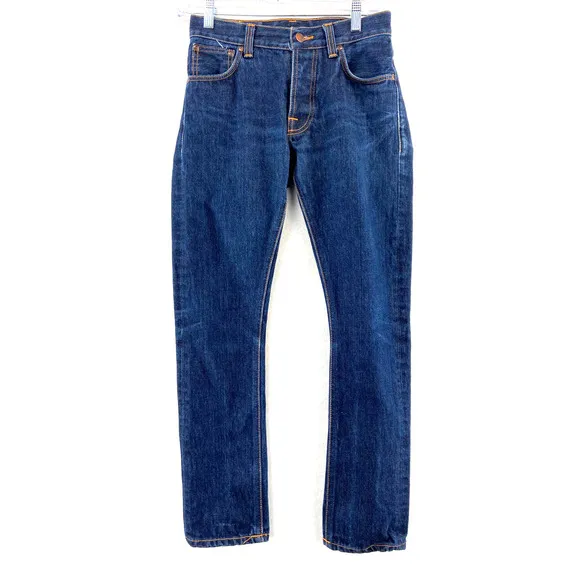 Nudie Jeans Co Organic Cotton Jeans Dude Dan Dry Classic Navy Sz 27