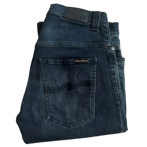 Nudie Men’s Thin Finn Black & Grey Slim Fit Jeans Sz 30x32 Organic Cotton Denim.