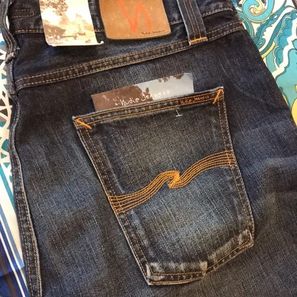 New NUDIE JEANS Blue Stone Washed Straight Leg Jeans
          
      Boutique
