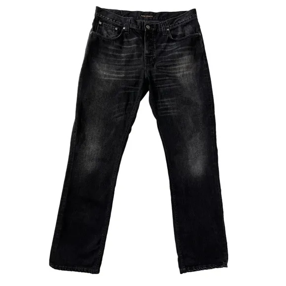 Nudie Jeans Grim Tim Black Slim Fit Mens Jeans Organic Cotton 38x34