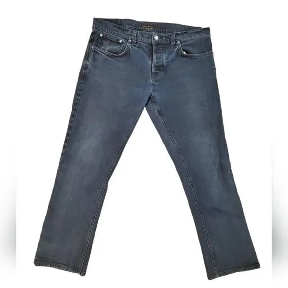 Nudie jeans co Grim Tim Black Daze Sz W 38 L 34. Fly buttoned Excellent preowned