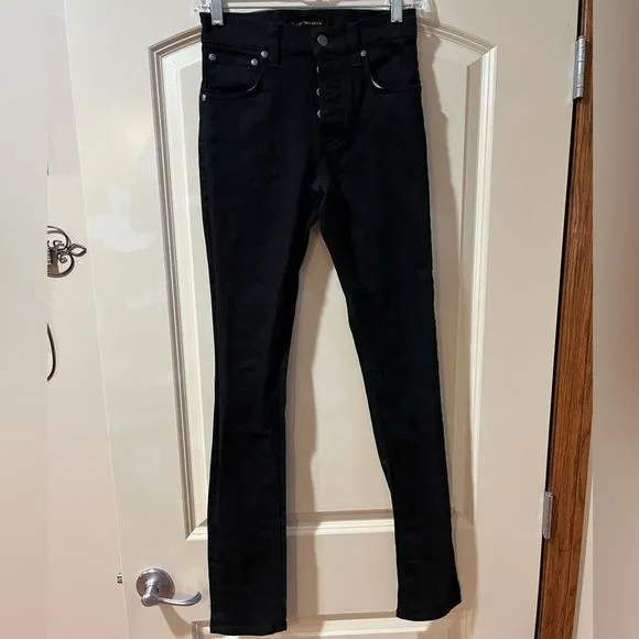 NUDIE JEANS Grim Tim Slim Leg Organic Cotton Jeans Black Men’s Size 27x34