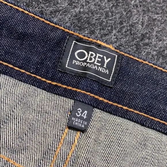 Obey size 34 denim slim stretch jeans.