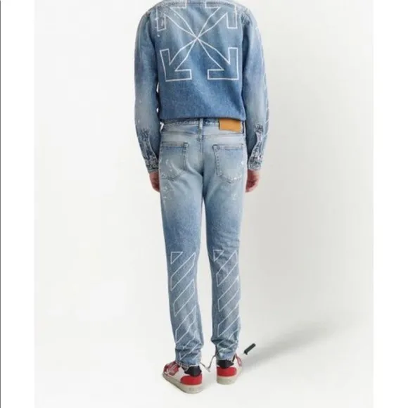 Off-White Diag Outline Paint Skinny Vintage Blue
          
      NWT