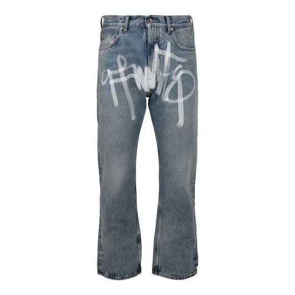 Off-White Graffiti Skate Fit Jeans Blue Mens
          
      NWT