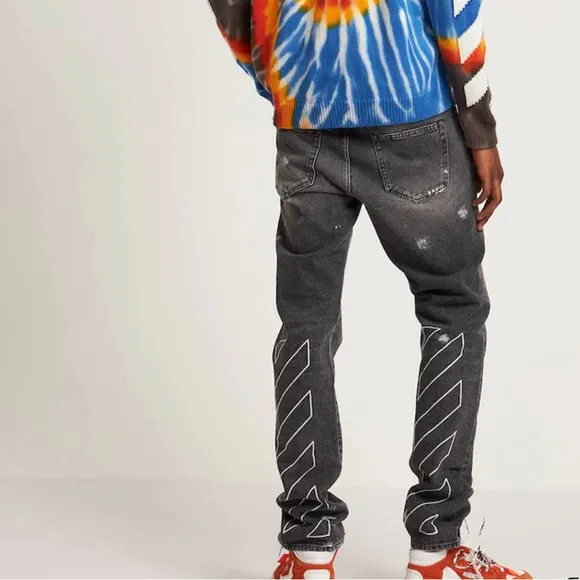 Authentic Off-White Man Diag Outline Paint Skinny Jeans
          
      NWT