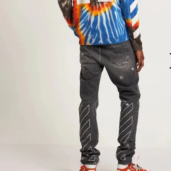 Authentic off-white man Diag Outline paint Skinny Jeans
          
      NWT