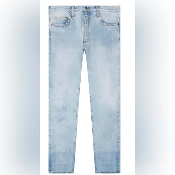 Off-White Mens Diag Slim Jeans Bleach Blue/White Sz 33
          
      NWT