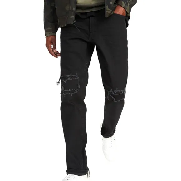 NEW Old Navy Mens Slim Black Ripped Jeans Built-in Flex Size 34 x 34
          
      NWT