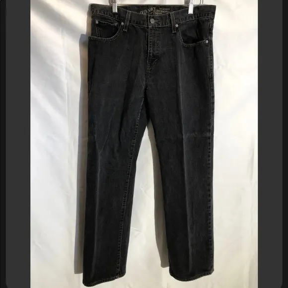 Old Navy Denim jeans regular straight fit 34 X 30 black faded