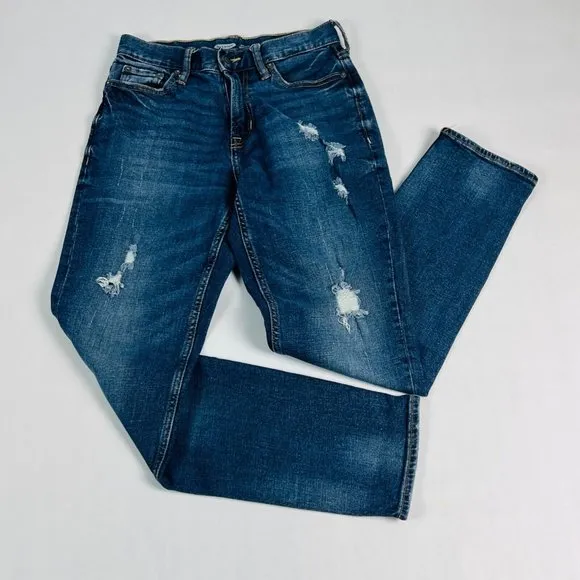 Old Navy Mens Jeans 26 x 30 Blue Athletic Built-in Flex Distressed (27 x 28)