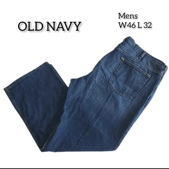 OLD NAVY LOOSE/ AMPLE MENS JEANS WASHED BLUE DENIM SIZE W46 L32