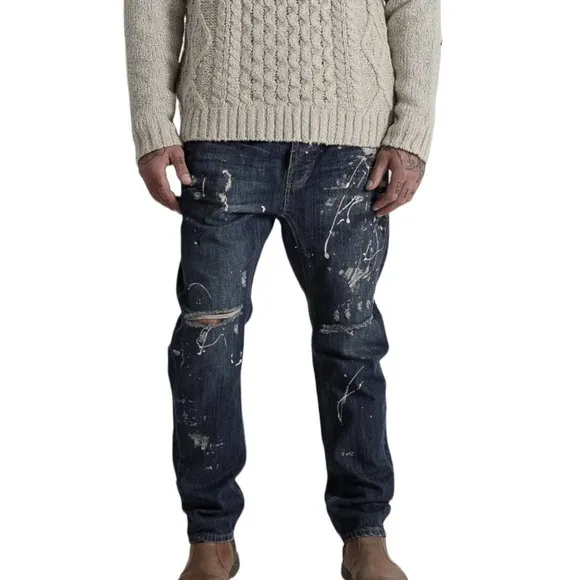 NWT One Teaspoon Mr. Golds Cowboy Paint Splatter Relaxed Fit Jeans Sz 34 X 29
          
      NWT