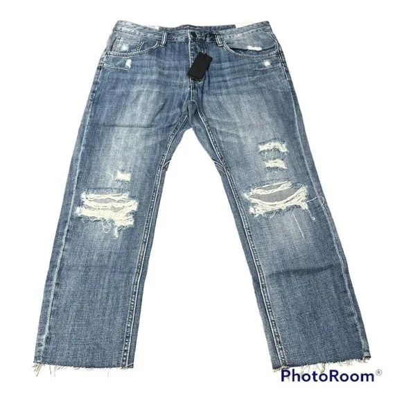 NWT Man x One Teaspoon 30R Blue Suede Mr Whites Denim Jean Cropped Distressed
          
      NWT