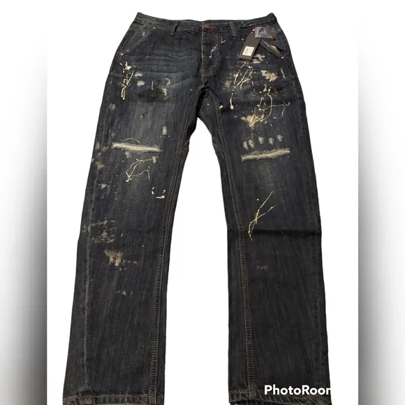 One Teaspoon Mens Cowboy Mr. Golds Jeans Distressed Paint Size 32R AWESOME!
          
      NWT