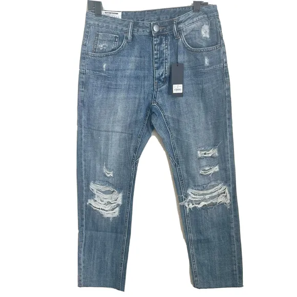 MAN X ONE TEASPOON Mr. Whites Mens Relaxed Tapered Blue Suede Jeans 30R
          
      NWT