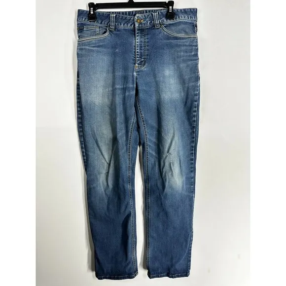 Outdoor Research Jeans Men Size 32 Blue Cotton Nylon Poly RIPPED AT KNEE