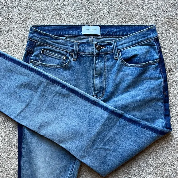 Ovadia and Sons Mens Stripped Blue Jeans