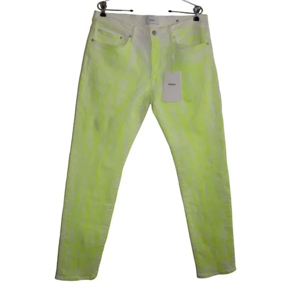 NWT Men's Ovadia and Sons 002 Slim Hyper Neon Yellow & White Jeans 34 / 31
          
      NWT