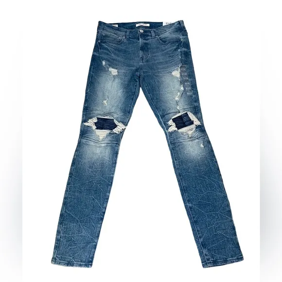 PacSun Blue Denim Biker Stacked Skinny Distressed Jeans Men's Size 31 X 32
          
      NWT