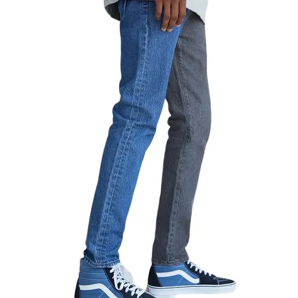 PACSUN Slim Taper Jeans Colorblock Black Blue Cotton Size 32 x 32
          
      NWT