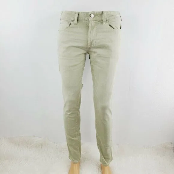 Pacsun Mens Olive Light Wash Regular Fit Denim Skinny Jeans Size 30 X 32