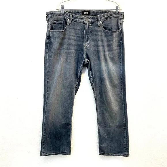 Paige Federal Men's Made in USA Slim Straight Stretch Denim Blue Jeans Size 38
