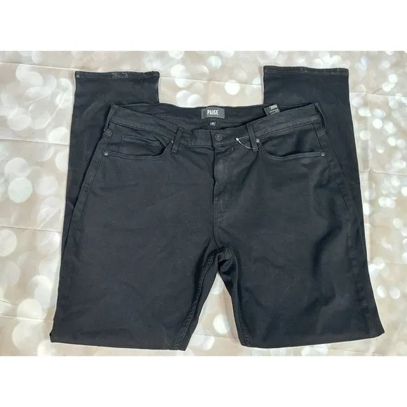 Paige Mens 36x32 Black Federal Stretch Tech Straight Leg Jeans NWOT High Waist