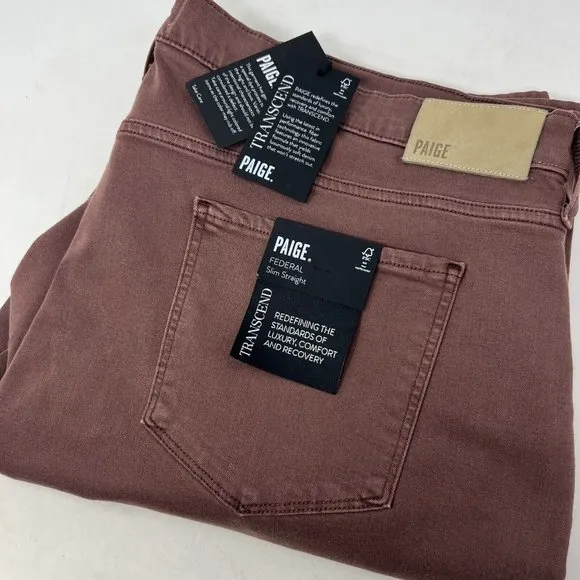 Paige‎ Men's 44 Red Federal Slim Straight Zip Fly Stretch Denim Jeans New
          
      NWT