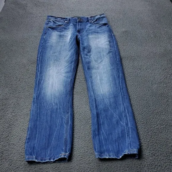 PD &C Slim Straight Jeans Denim Cotton Blue Mens Size 34x30