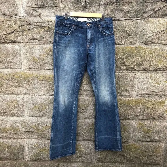 Paper Denim Cloth Mens Distressed Straight Jeans