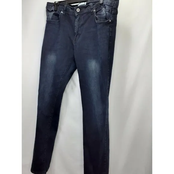 Paper Denim Men's Size 34x32 Blue Denim Jeans Distressed Dark Wash Straight Leg