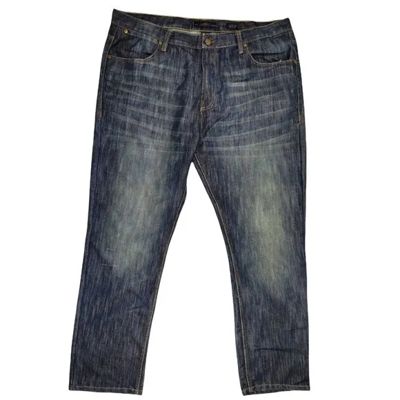 Men's Paper Denim Cloth PD&C Straight Fit Distressed Denim Jeans 42 x 32