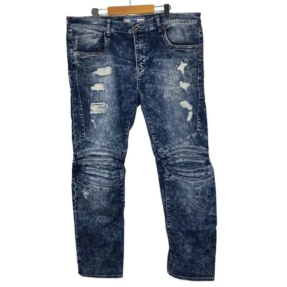 Parasuco Men's Blue 9HRIKER Distressed Stone Wash Slim Jeans US 38 x 34