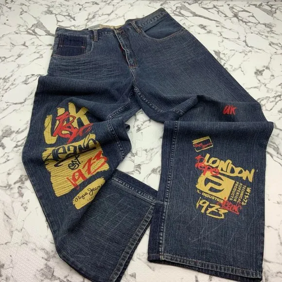 Men's Pepe Jeans Streetwear Dark Blue Wide Leg Denim Pants
          
      Boutique