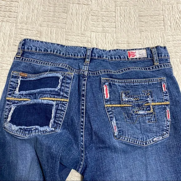 Pepe Jeans London Hip Hop Patchwork Embroidered Denim Jeans Men's 34x33 Blue