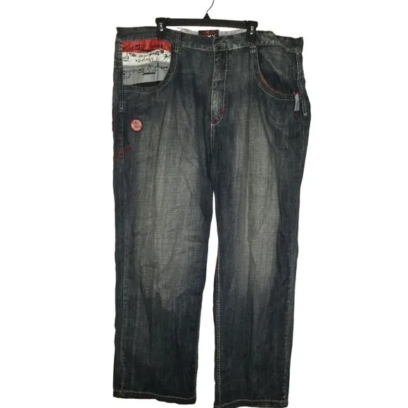 Pepe Jeans Men's Straight Fit Jeans Embroidered Zipper Closure Dark Wash Size 44