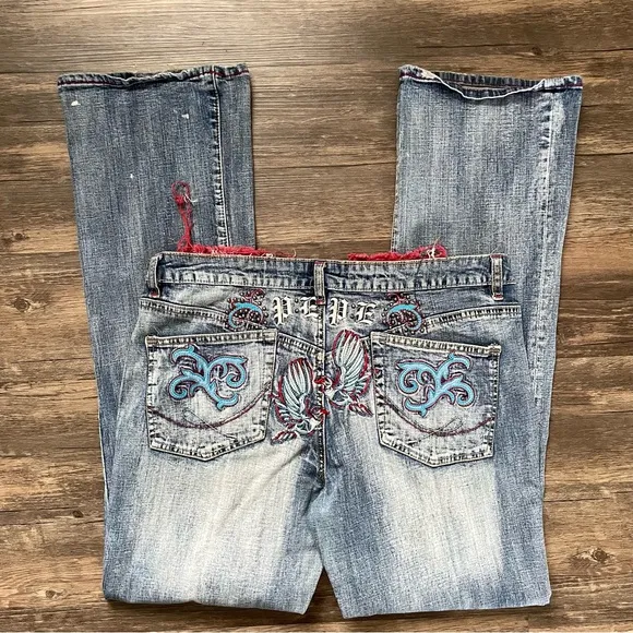 Vintage Y2K Boot Cut Flare Embroidered Pepe Jeans 38x32