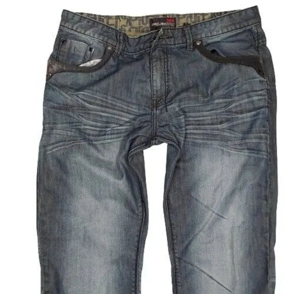 Men's Projek Raw Spirito Fresco Blue Denim Straight Jeans Pants Size 38
