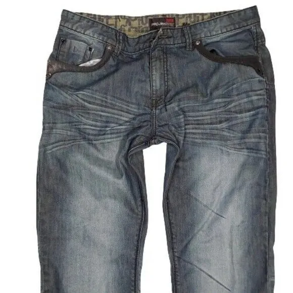 Men's Projek Raw Spirito Fresco Blue Denim Straight Jeans Pants Size 38