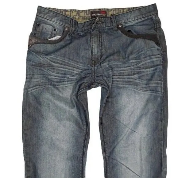 Men's Projek Raw Spirito Fresco Blue Denim Straight Jeans Pants Size 38