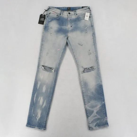 Prps Men's Slim Jeans Light Wash LE Sabre Bleached Ripped Distressed Tapered Fit
          
      NWT