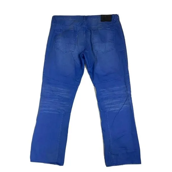 PRPS Denim Jeans Moto Style Sz 42x33 Blue Faded Pockets Zip Casual