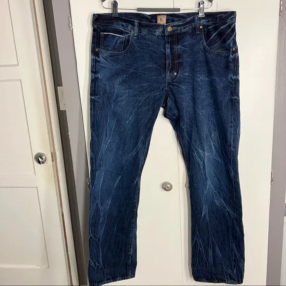 PRPS Mens Stone Wash Dark Blue Straight Leg Jeans 100% Cotton Size 40